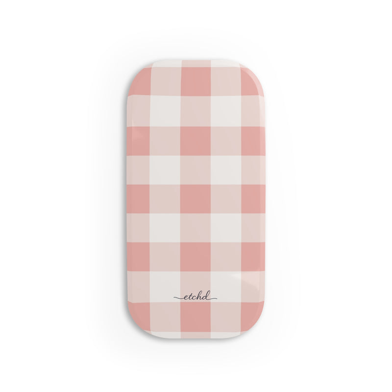 Blush & White Gingham Agarre clipsable para móvil de etchd