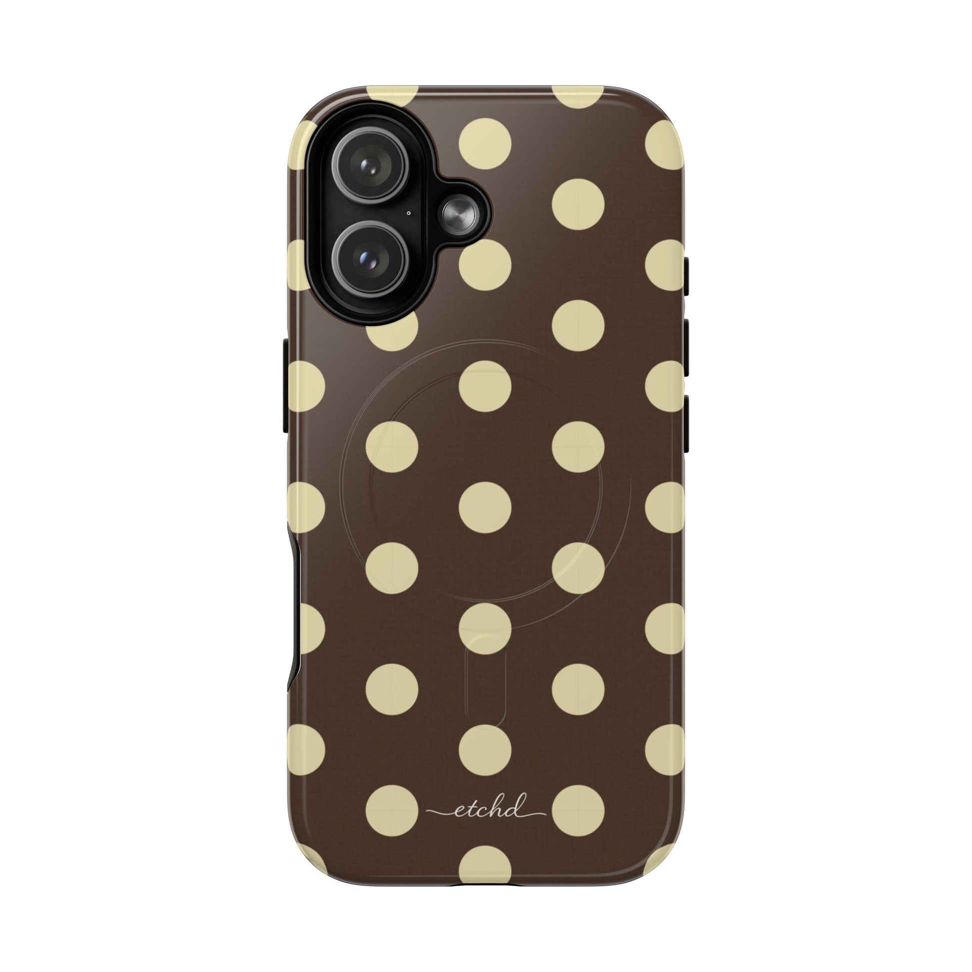 Brown & Butter Polka Dot Magnetic Phone Case by etchd, view 25