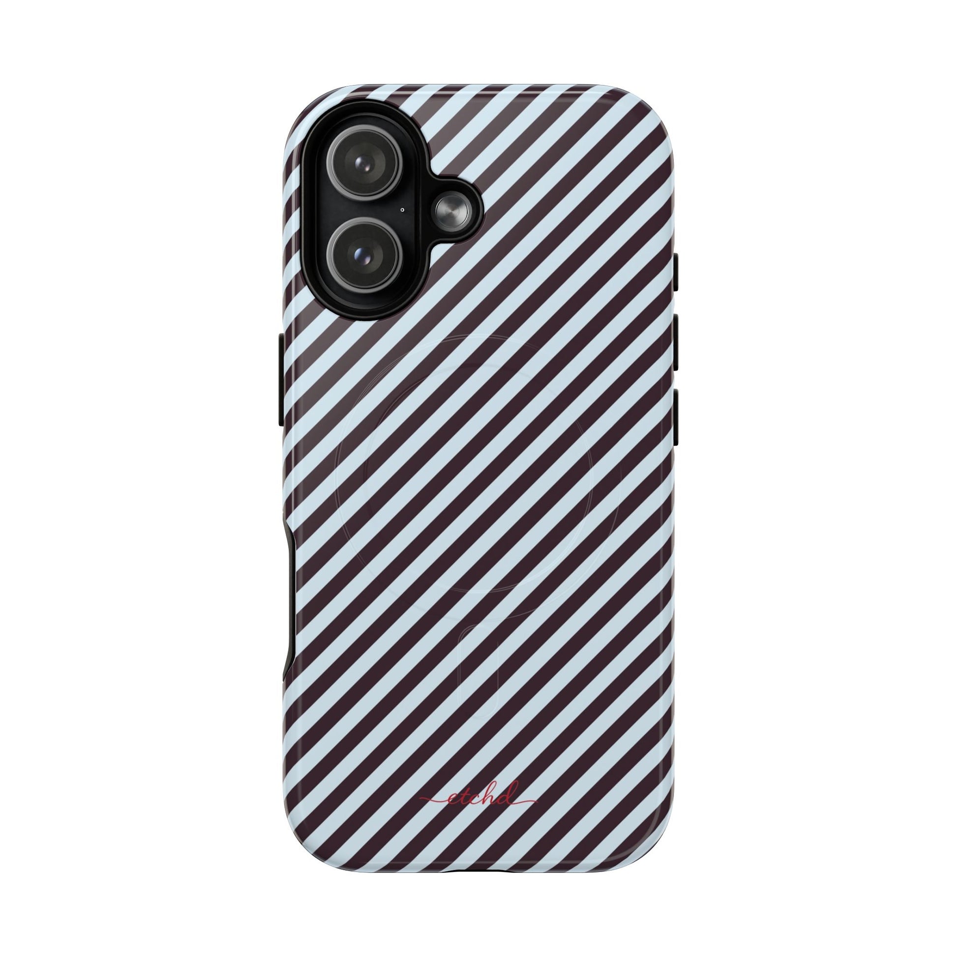 Plum & Blue Striped Diagonal Magnetic Phone Case by etchd, view 25