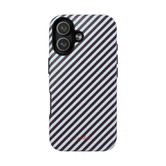 Plum & Blue Striped Diagonal Magnetic Phone Case by etchd, view 25