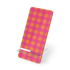 Pink & Orange Gingham Soporte para móvil de etchd