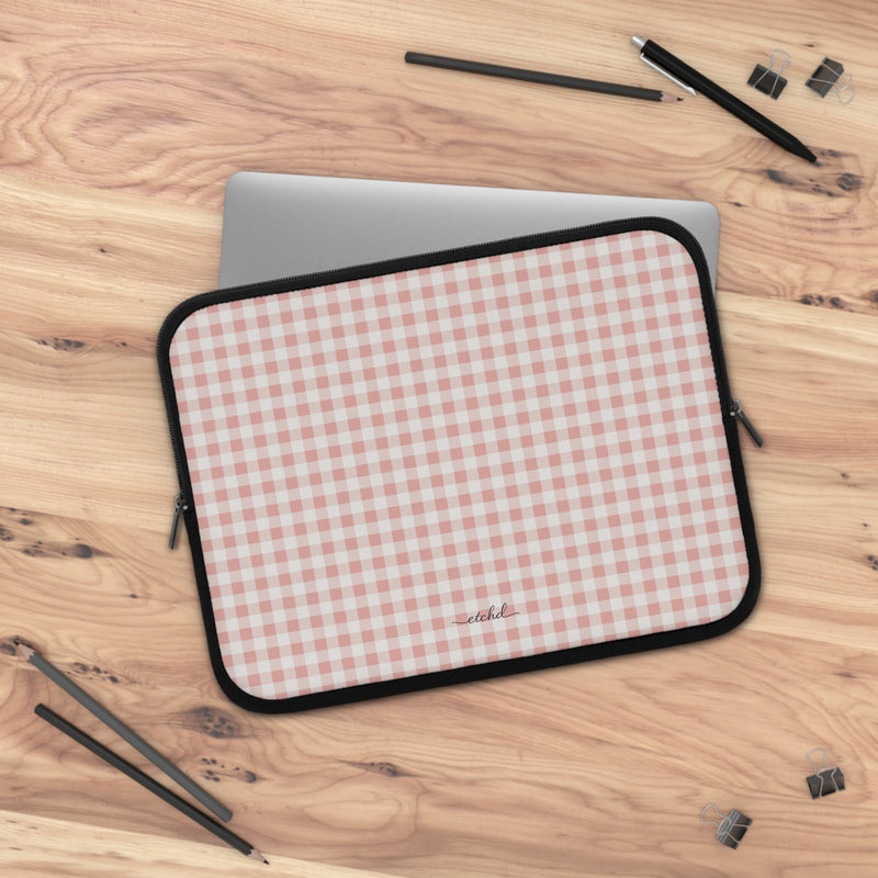 Blush Gingham Laptop Sleeve-zoom-