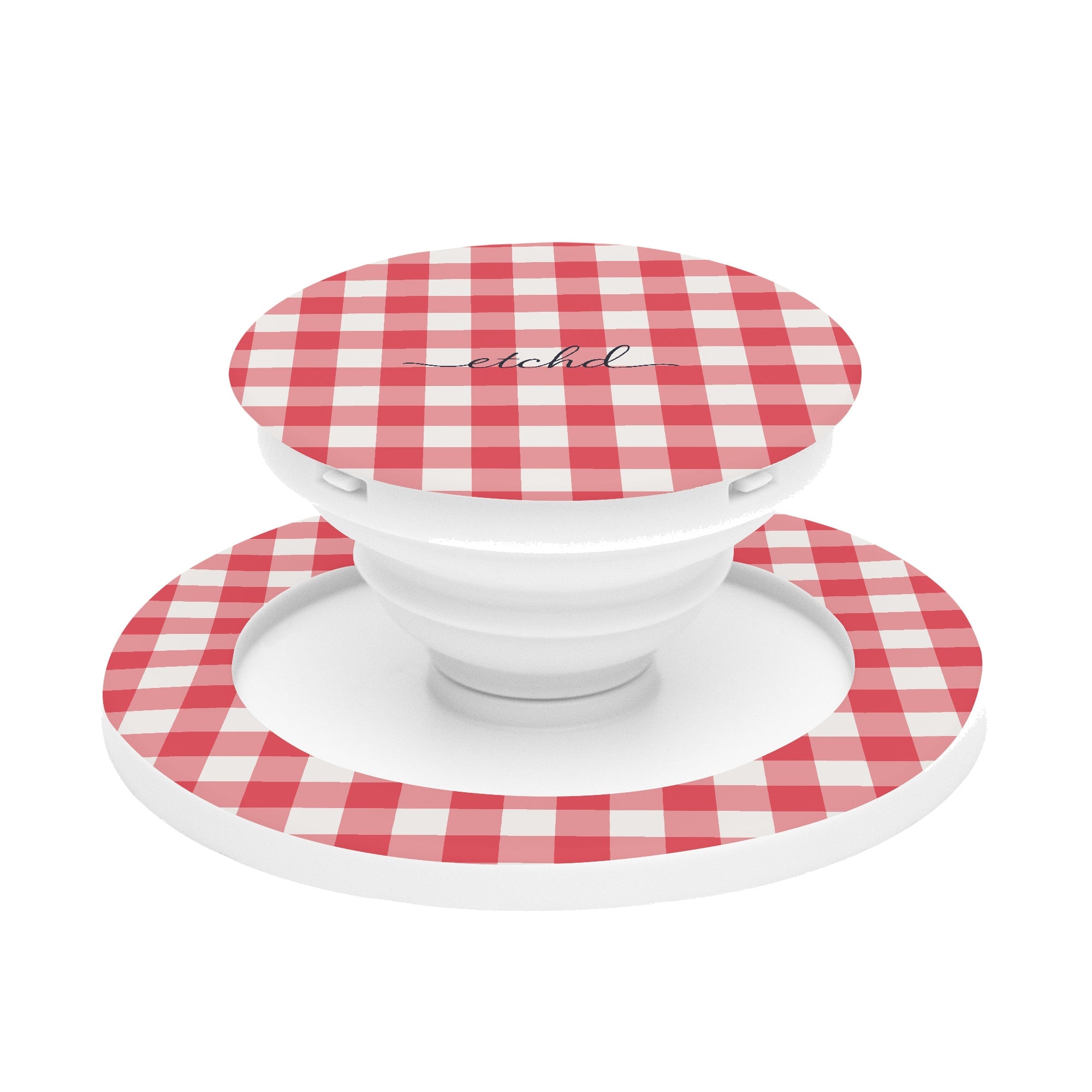 Cherry & White Gingham Phone Grip And Stand by etchd