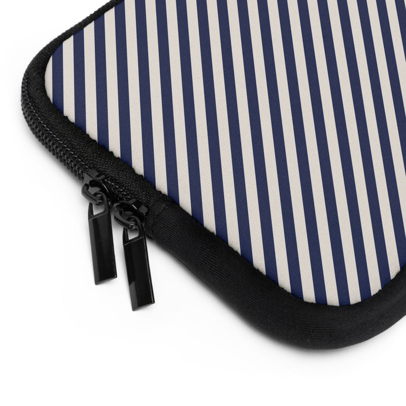 Navy & Cream Striped Diagonal Laptop Sleeve by etchd, view 12