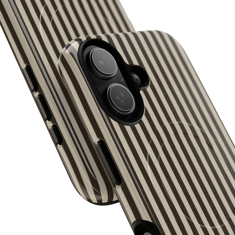 Cream & Brown Striped Magnetic Phone Case by etchd, view 87