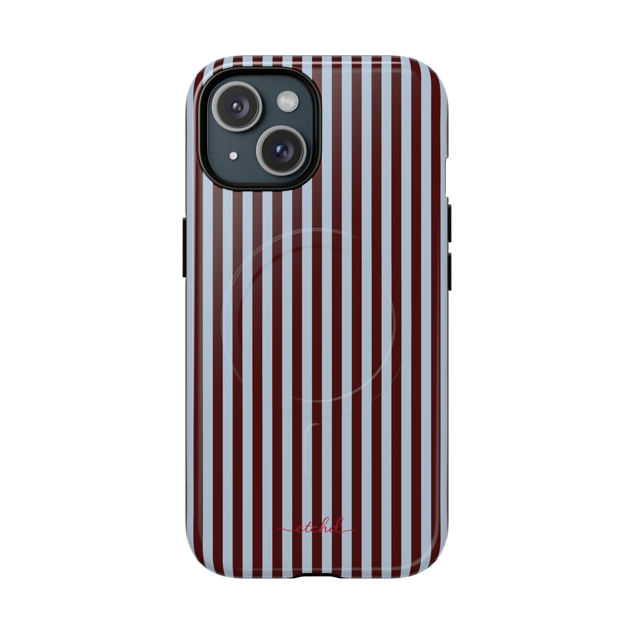 Blue & Cherry Striped Funda magnética para móvil de etchd, vista 2