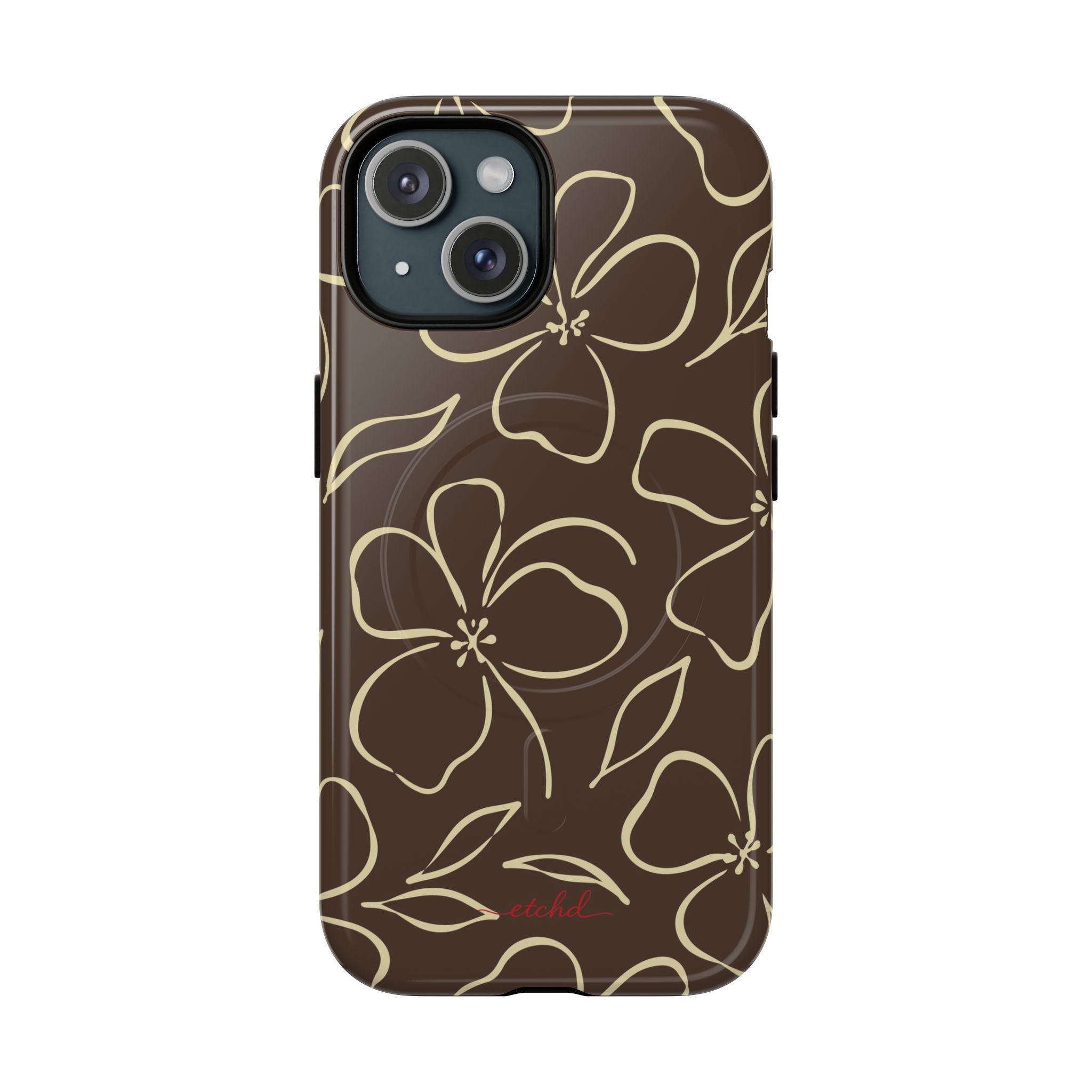 Butter & Brown Floral Funda magnética para móvil de etchd, vista 2