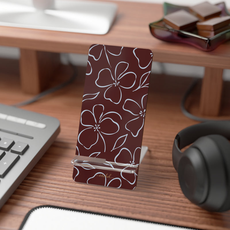 Blue & Cherry Floral Phone Stand by etchd, view 3
