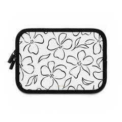 White & Black Floral Custodia per laptop di etchd, vista 2