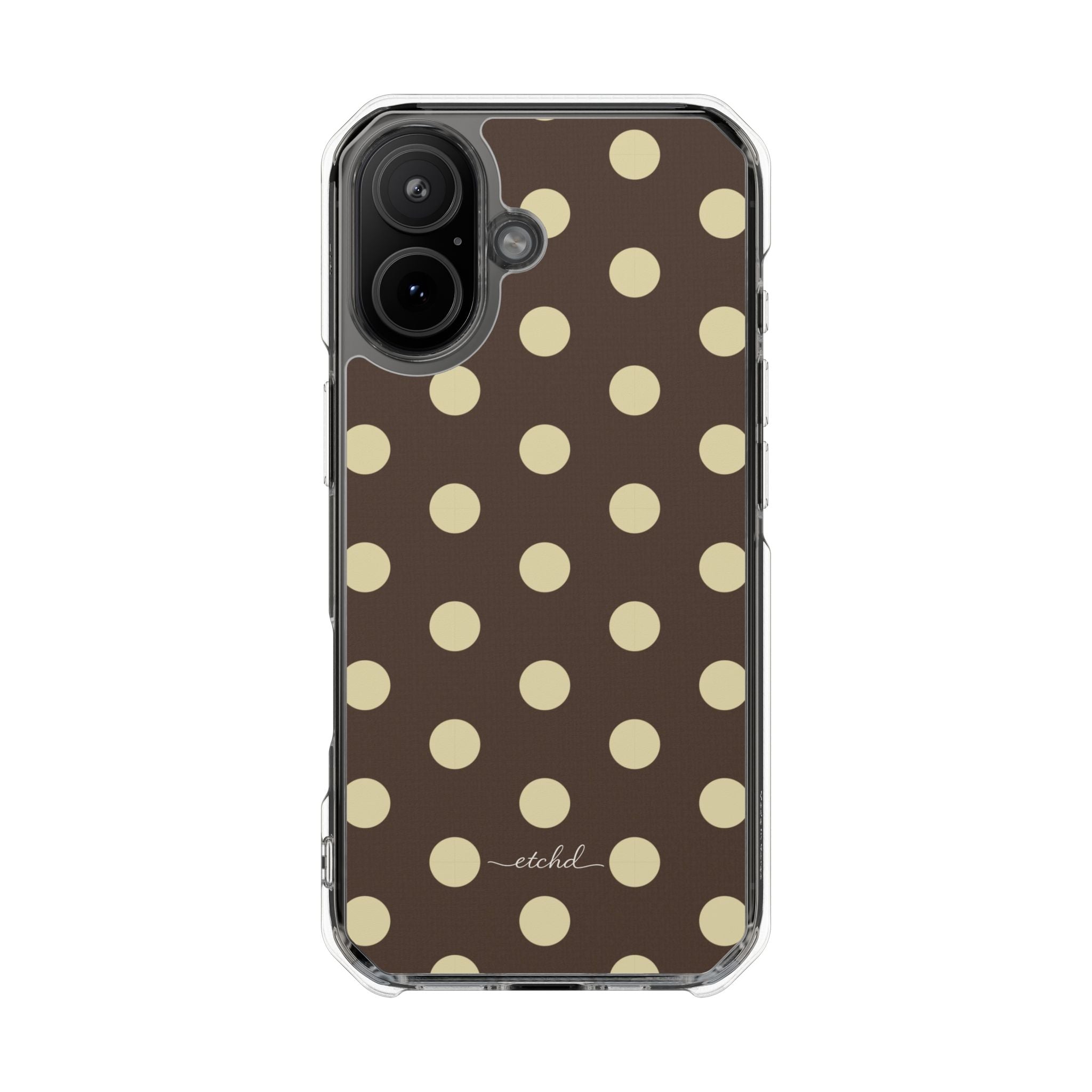 Brown And Butter Yellow Polka Dot Clear Magnetic Phone Case by etchd, view 13
