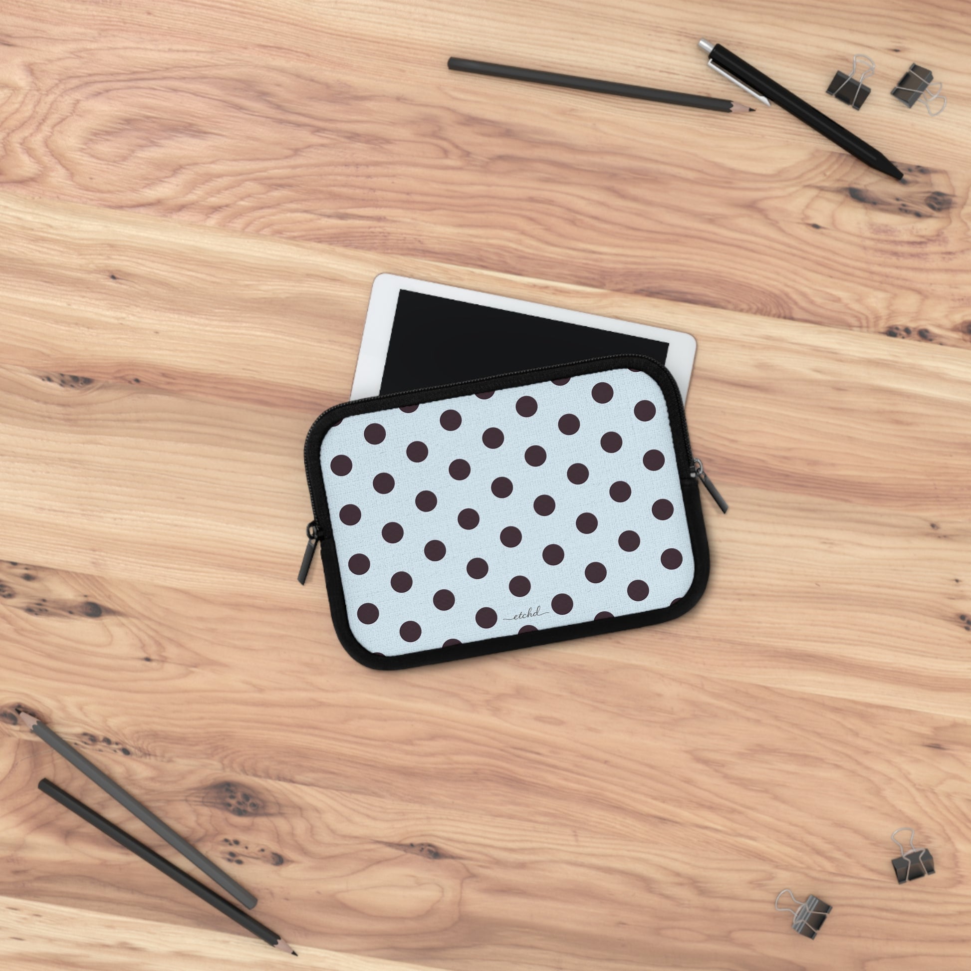 Plum And Blue Polka Dot Laptop Sleeve by etchd, view 14