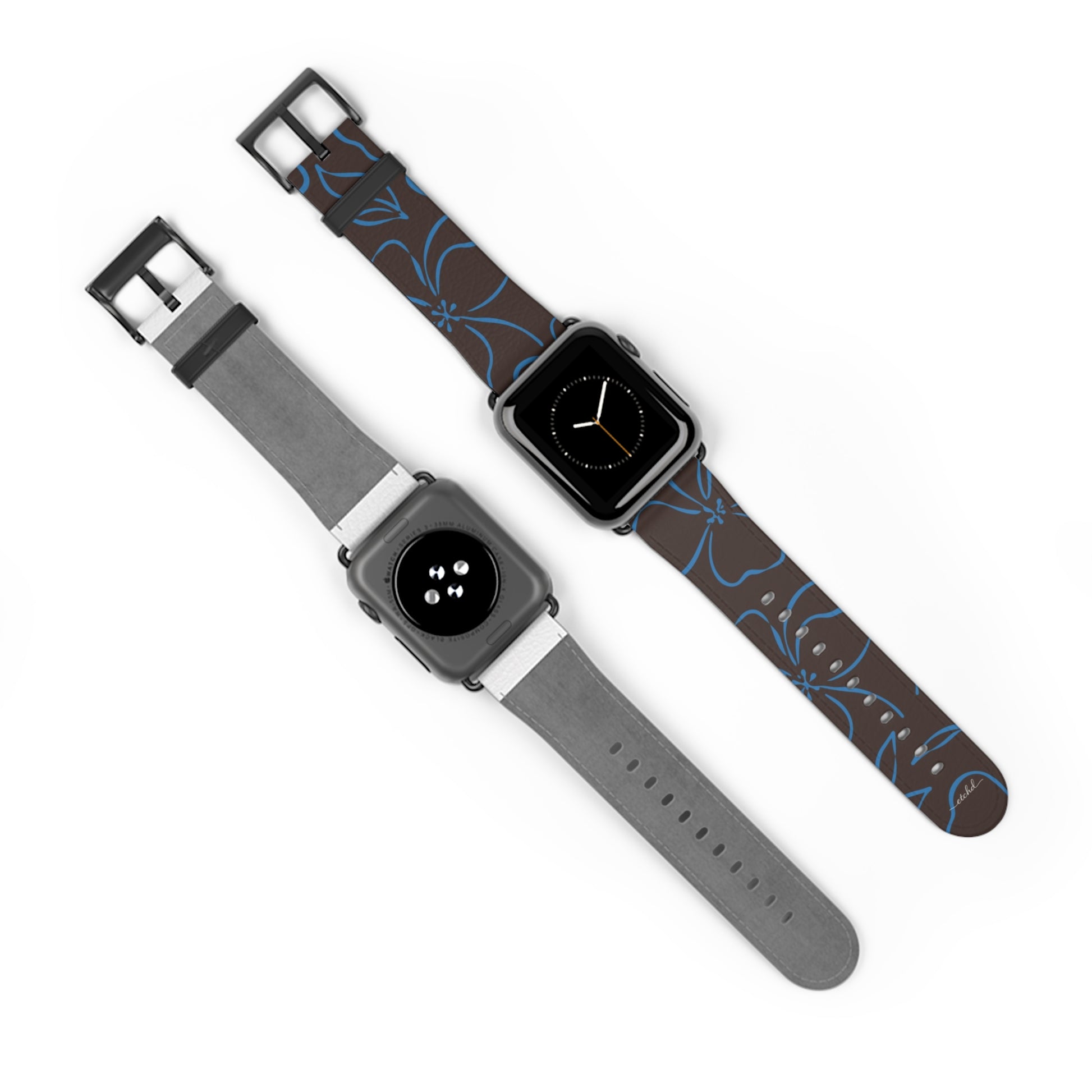Espresso & Cerulean Floral Smartwatch Strap by etchd, view 10