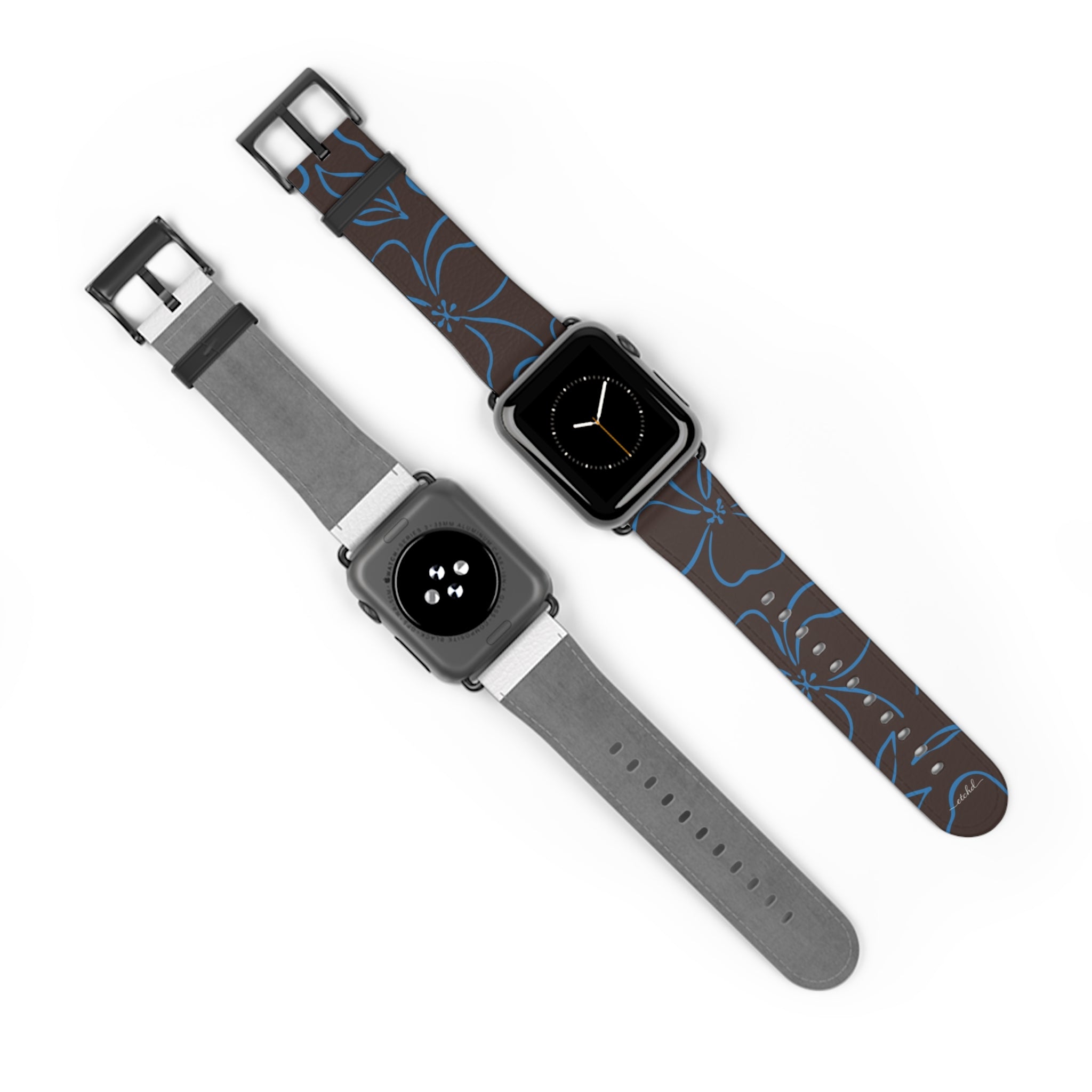 Espresso & Cerulean Floral Smartwatch Strap by etchd, view 10