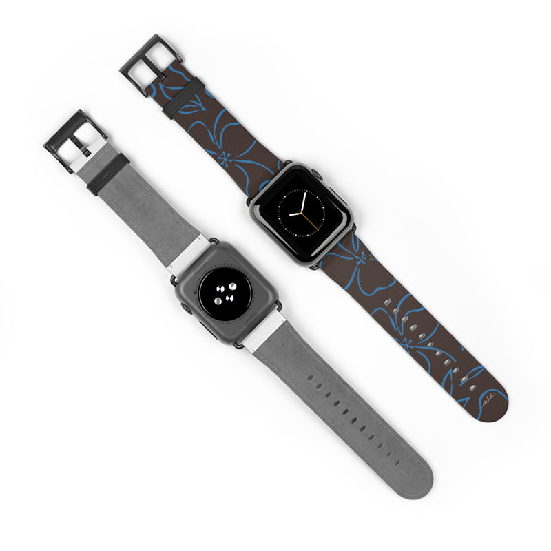 Espresso & Cerulean Floral Smartwatch Strap by etchd, view 10