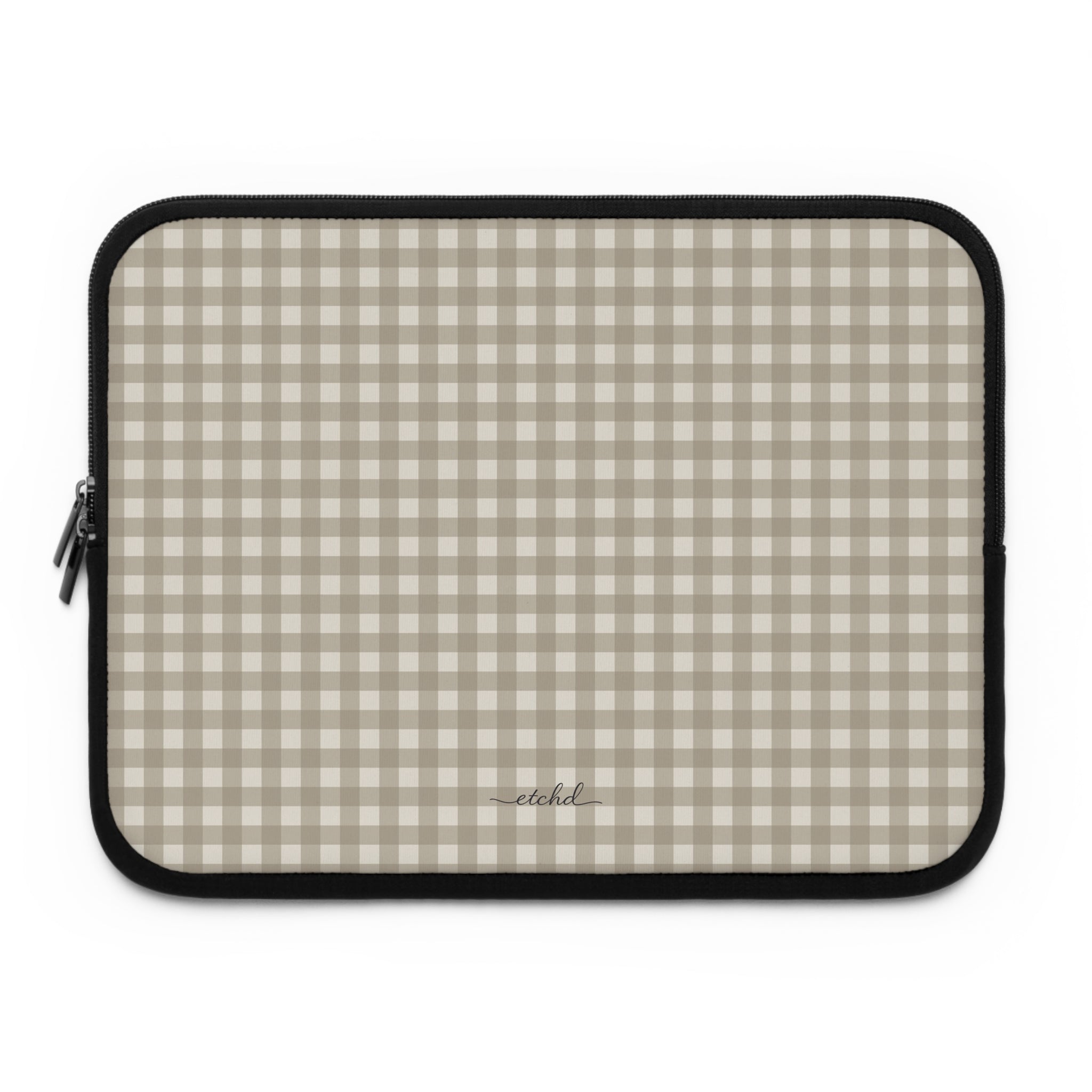 Neutral Gingham Laptop Sleeve by etchd