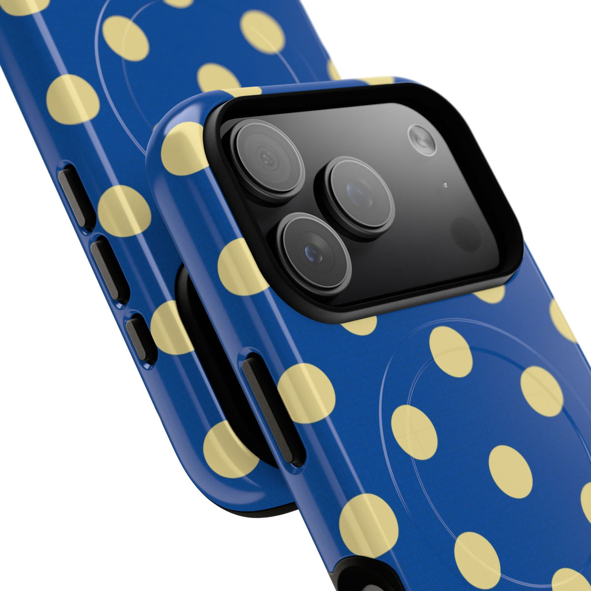 Butter & Cobalt Polka Dot Magnetic Phone Case by etchd, view 99