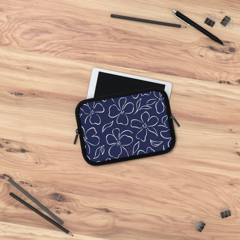 Navy & Cream Floral Laptop Sleeve by etchd, view 14