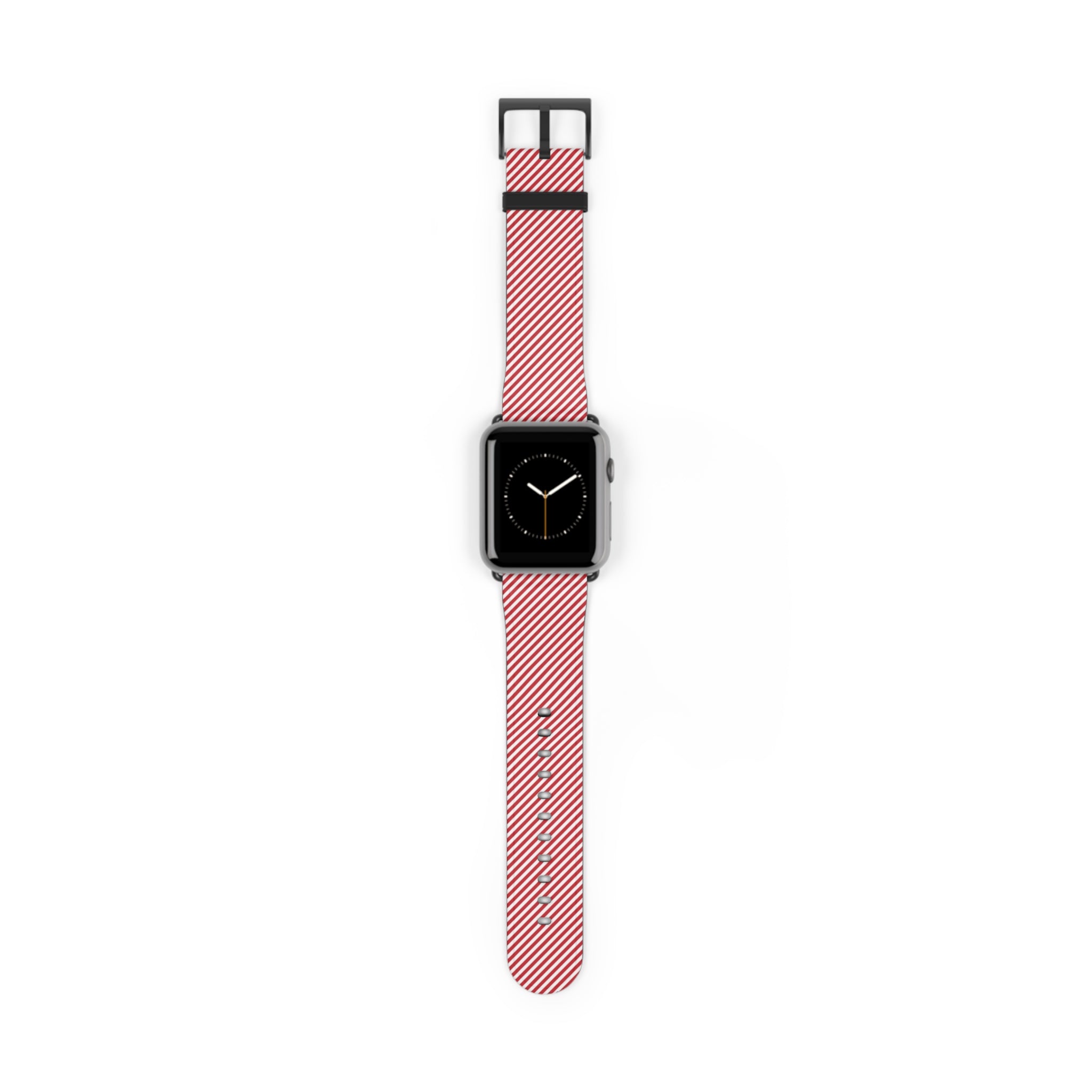 Classic Red & White Striped Diagonal Smartwatch Strap by etchd, view 2