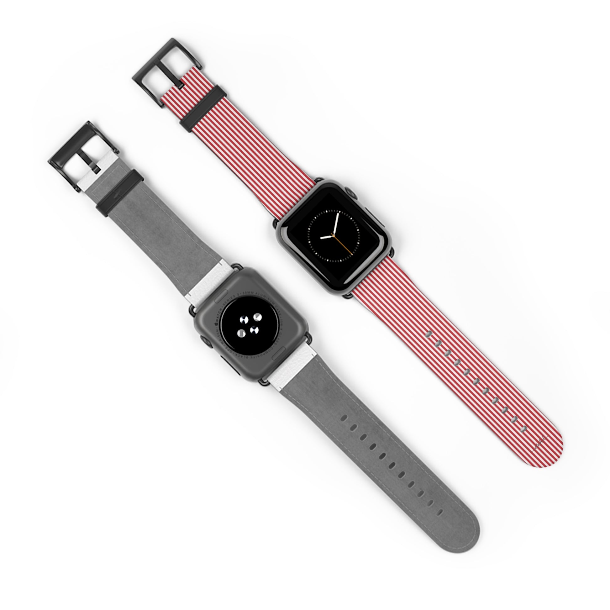 Classic Red & White Striped Smartwatch Strap by etchd, view 10