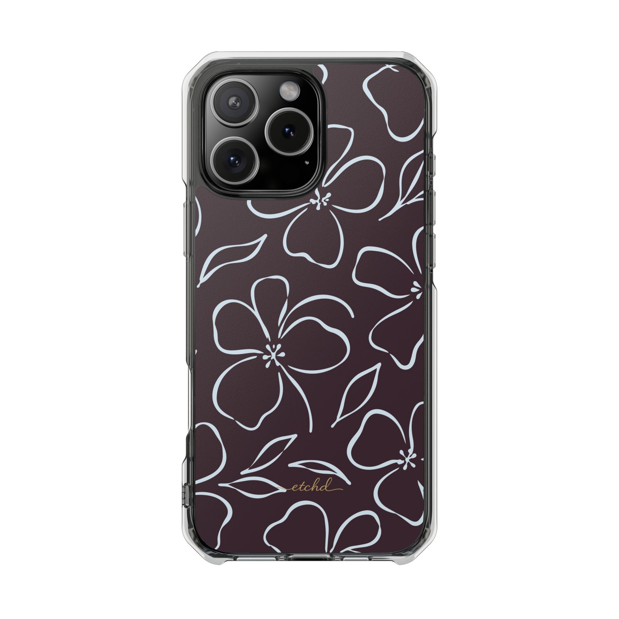 Plum & Blue Floral Clear Magnetic Phone Case by etchd