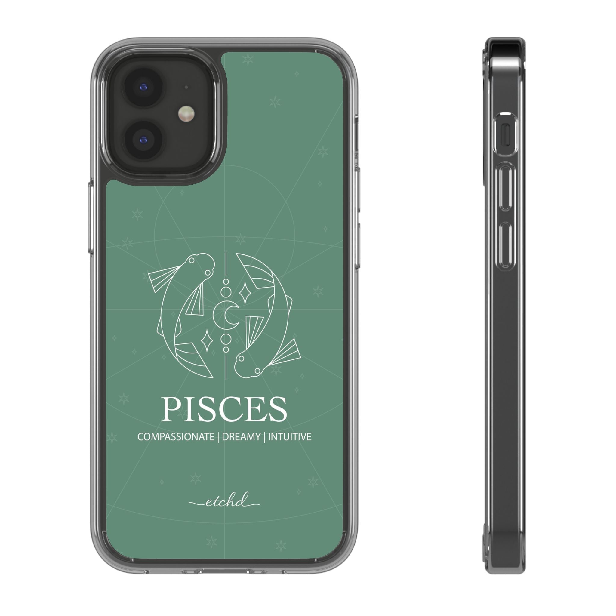 Pisces Clear Phone Case by etchd, view 2