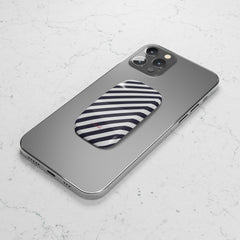 Navy & White Striped Diagonal Click-On Phone Grip by etchd, view 5