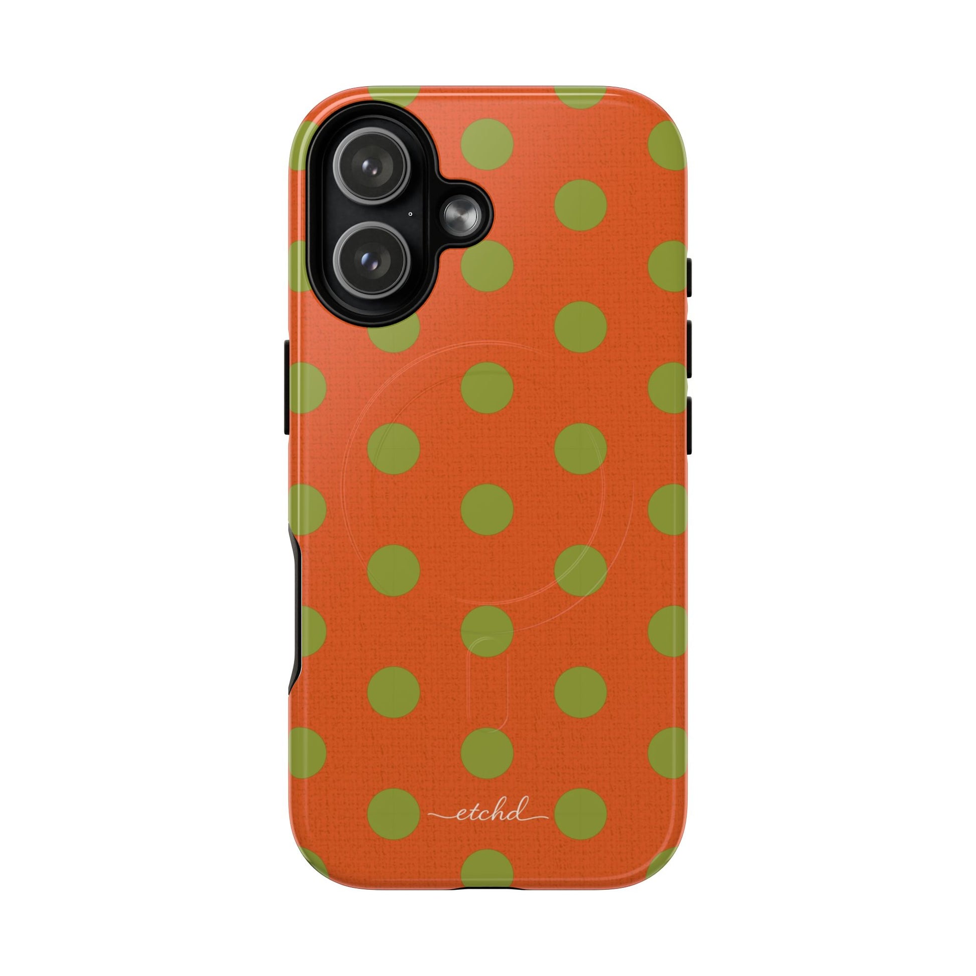 Wasabi & Persimmon Polka Dot Magnetic Phone Case by etchd, view 25