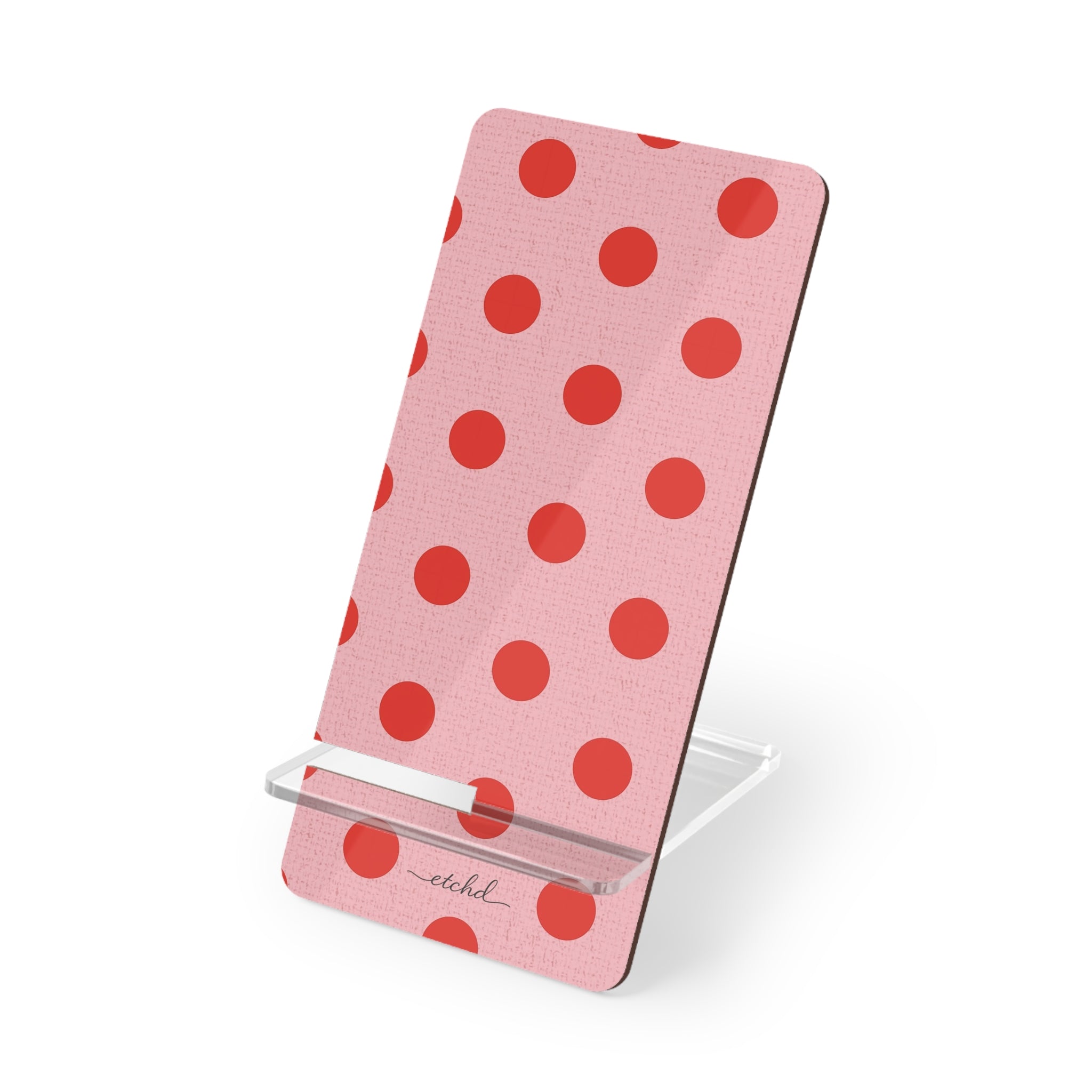 Poppy And Blush Polka Dot Phone Stand by etchd
