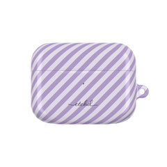 Lilac & Cream Striped Diagonal AirPod Case by etchd