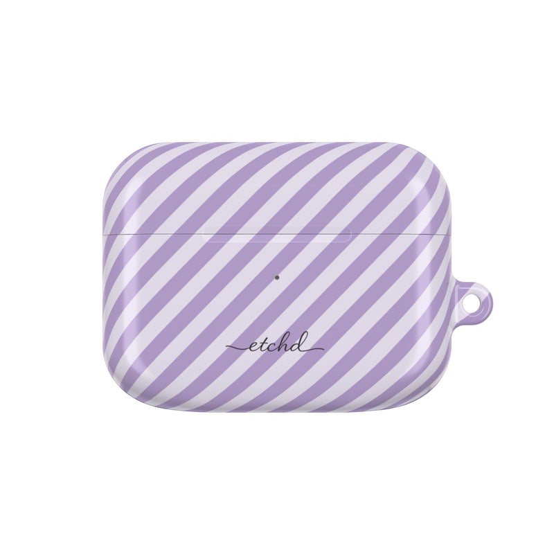 Lilac & Cream Striped Diagonal AirPod Case by etchd