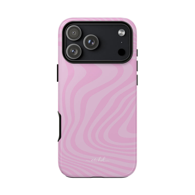 Pink Curved Lines Phone Case by etchd, view 59