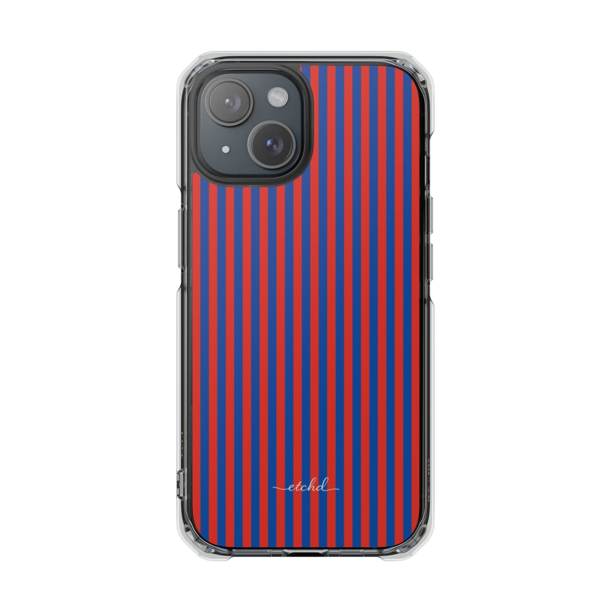 Cobalt & Poppy Striped Funda transparente magnética para móvil de etchd, vista 2