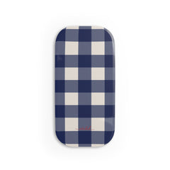 Navy & Cream Gingham Anello clip per telefono di etchd