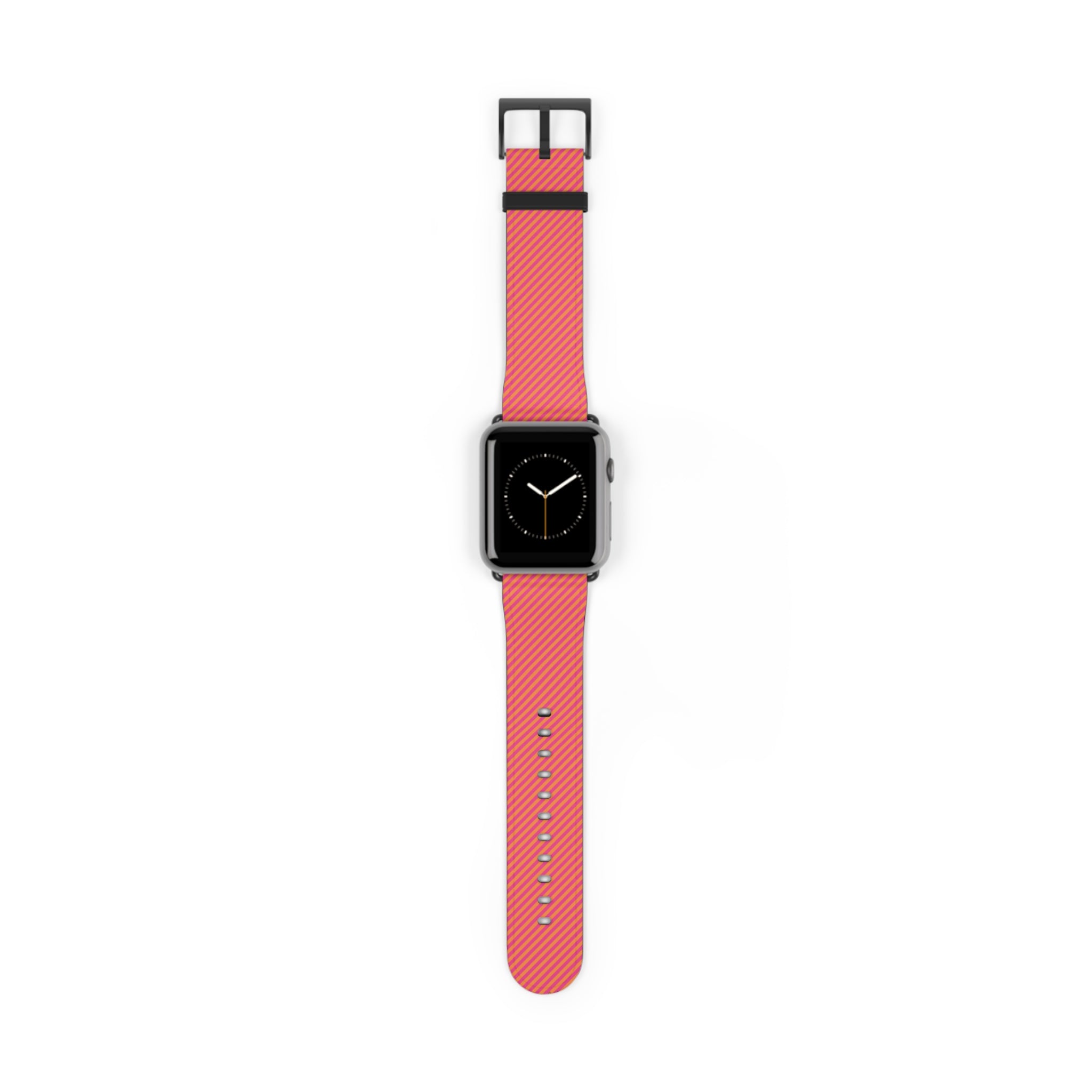 Pink & Orange Striped Diagonal Smartwatch Strap by etchd, view 2