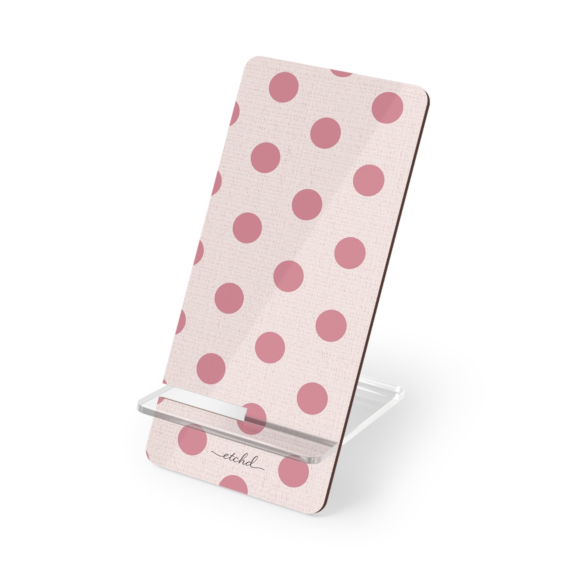 Blush Polka Dot Phone Stand by etchd
