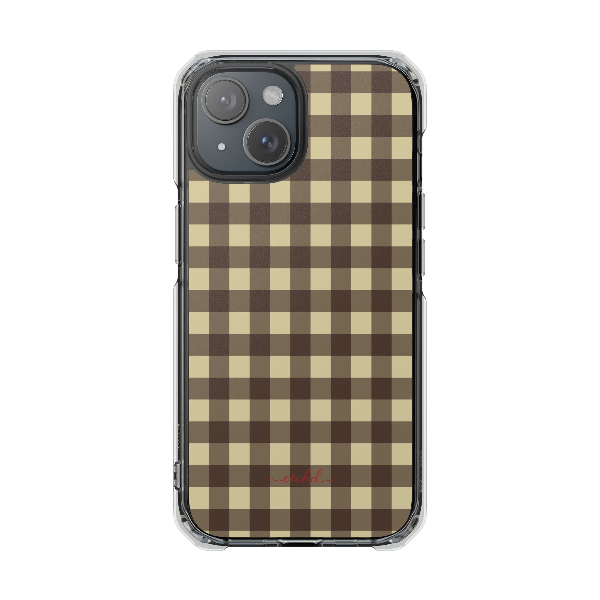 Butter & Brown Gingham Clear Magnetic Phone Case by etchd, view 2