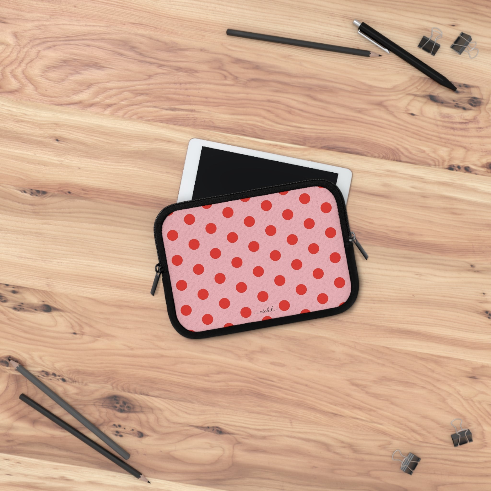 Poppy And Blush Polka Dot Laptop Sleeve by etchd, view 14