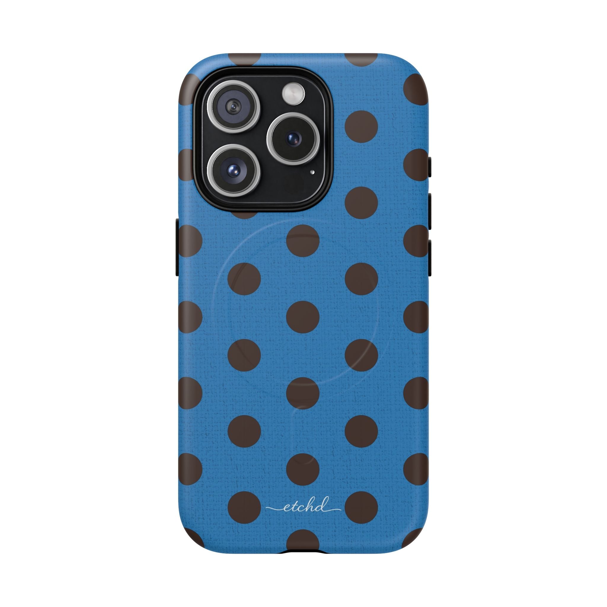 Espresso And Cerulean Polka Dot Magnetic Phone Case by etchd, view 5