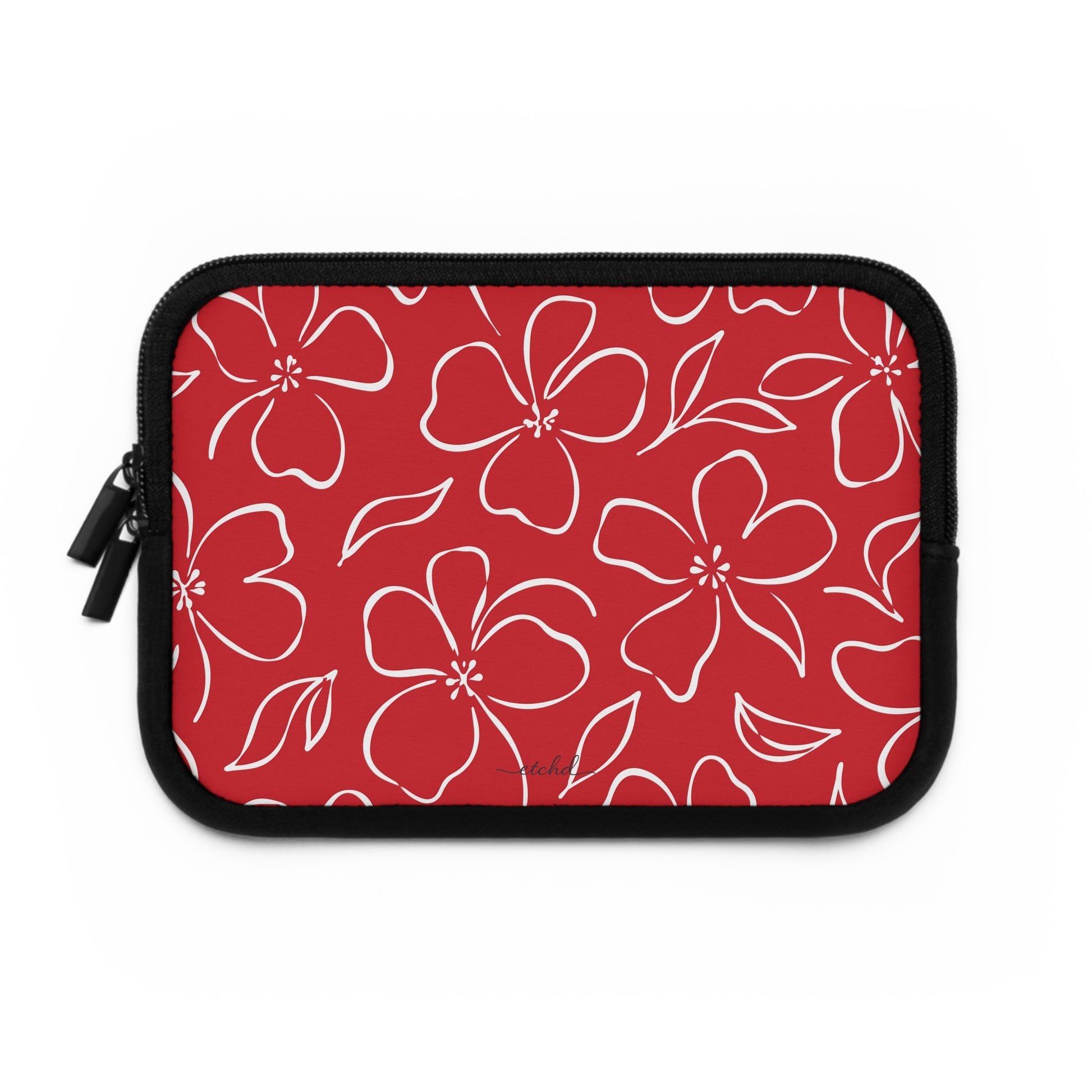 Classic Red & White Floral Custodia per laptop di etchd, vista 2