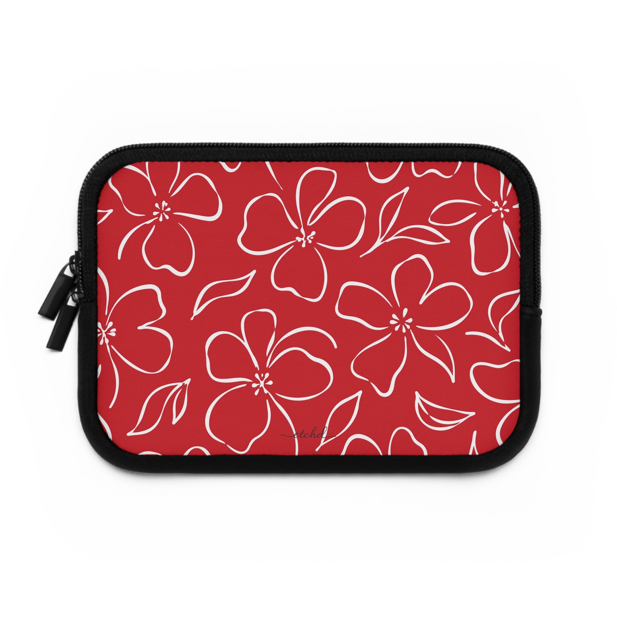 Classic Red & White Floral Custodia per laptop di etchd, vista 2
