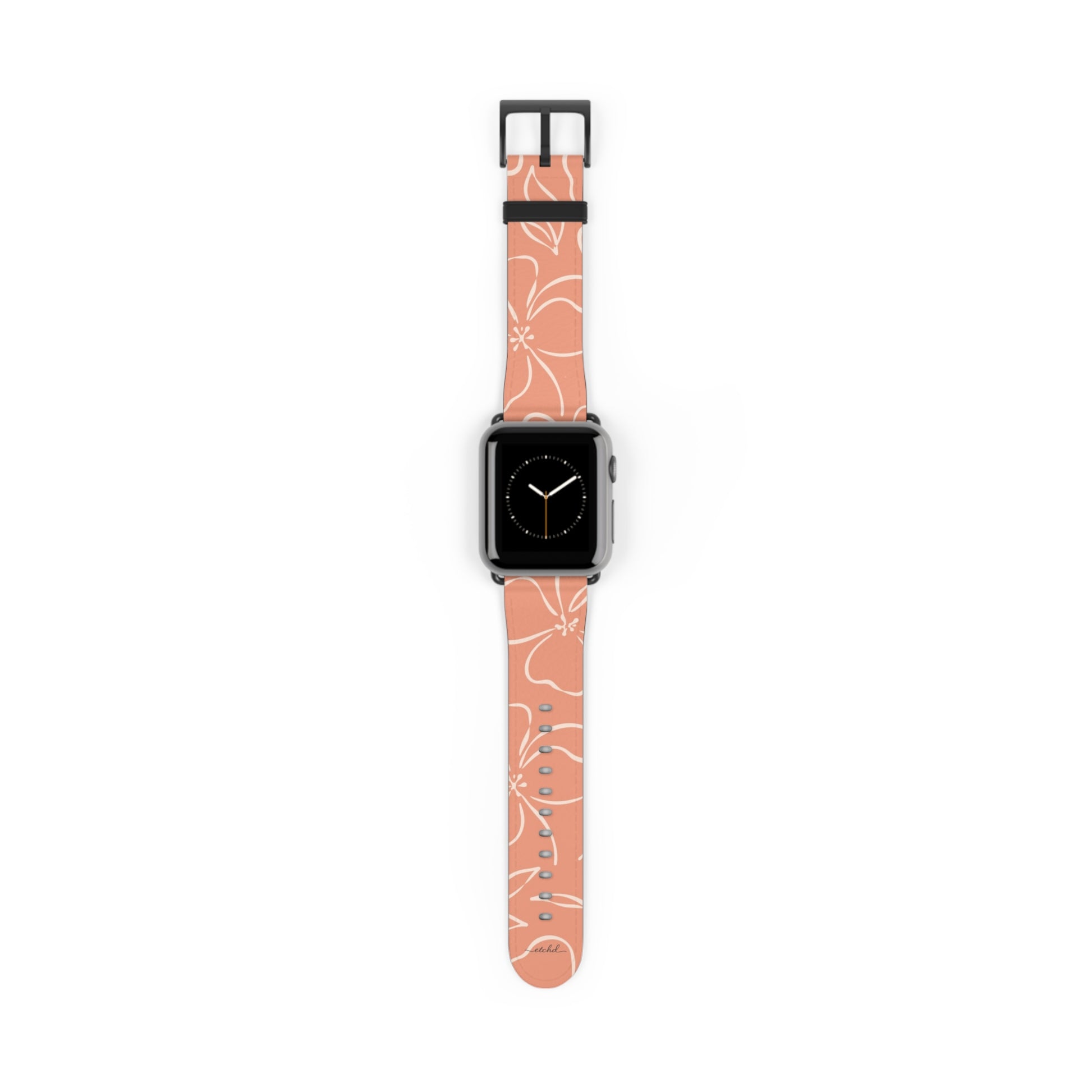 Coral & Cream Floral Smartwatch Strap by etchd