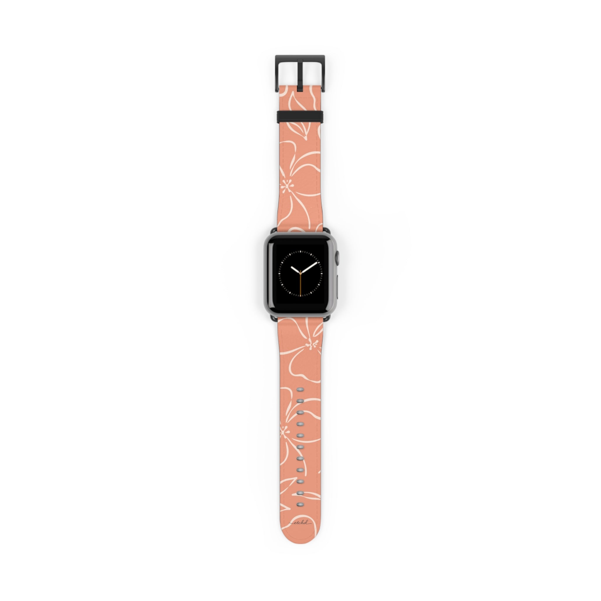 Coral & Cream Floral Smartwatch Strap by etchd