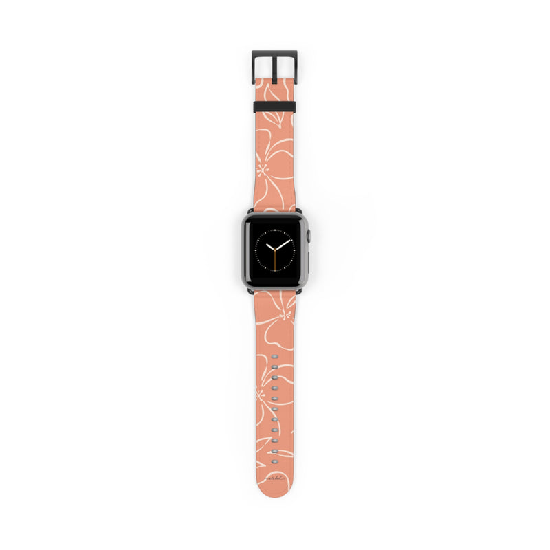 Coral & Cream Floral Smartwatch Strap by etchd