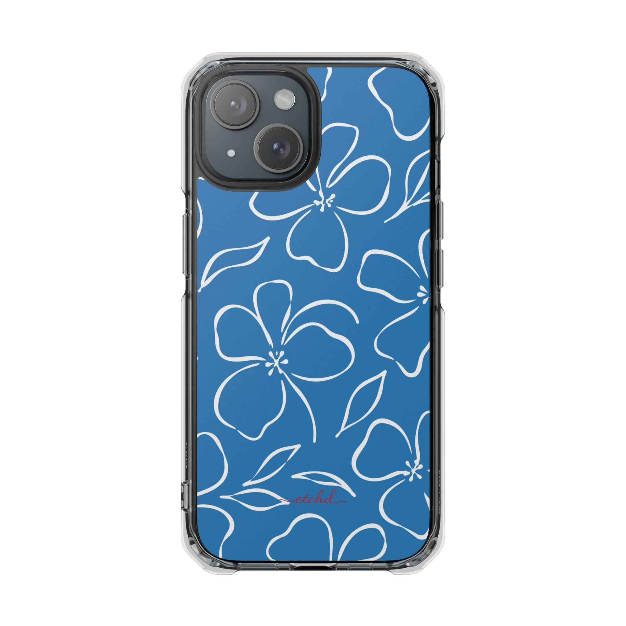 Cerulean & White Floral Funda transparente magnética para móvil de etchd, vista 2