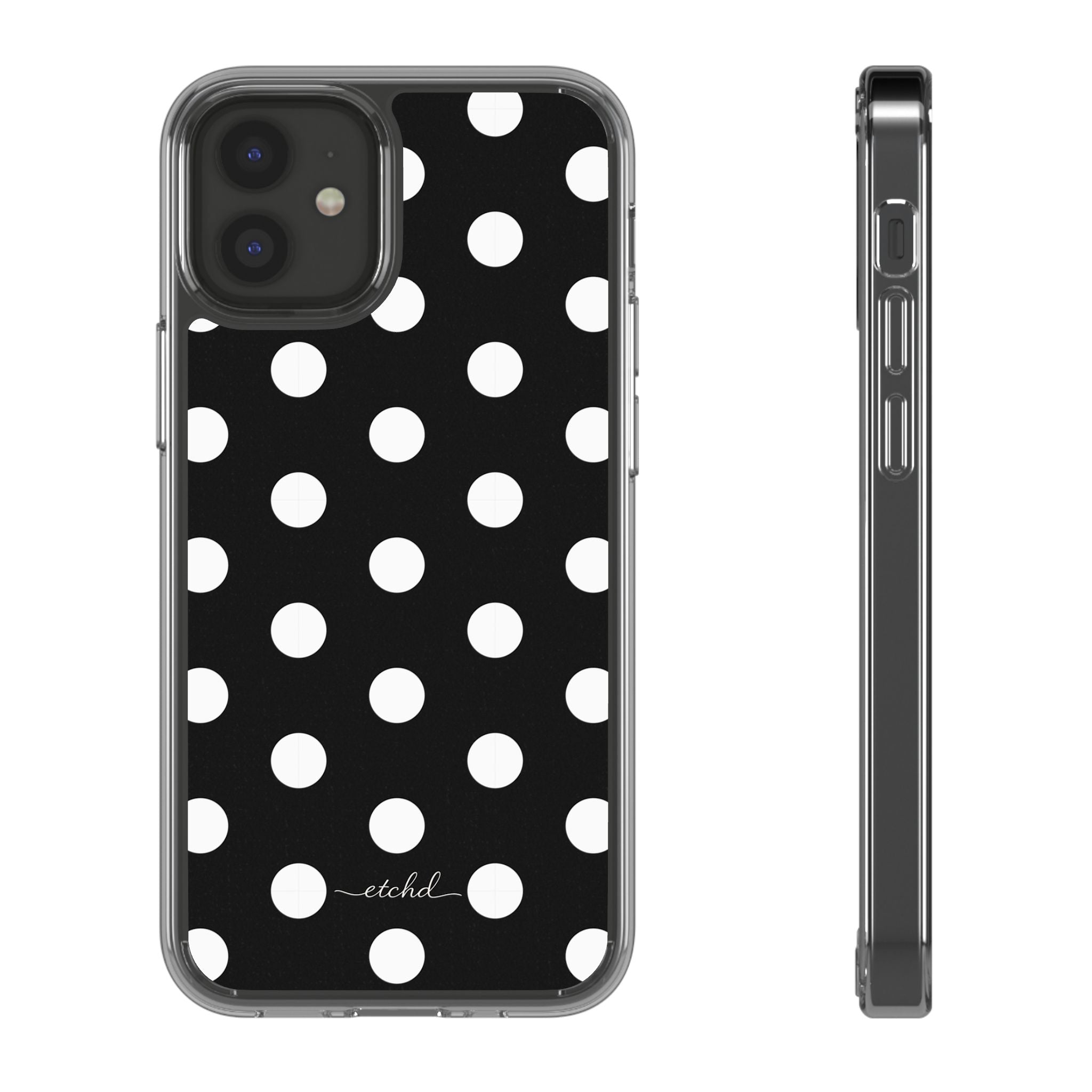 White & Black Polka Dot Clear Phone Case