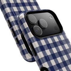 Navy & Cream Gingham Magnetic Phone Case by etchd, view 99