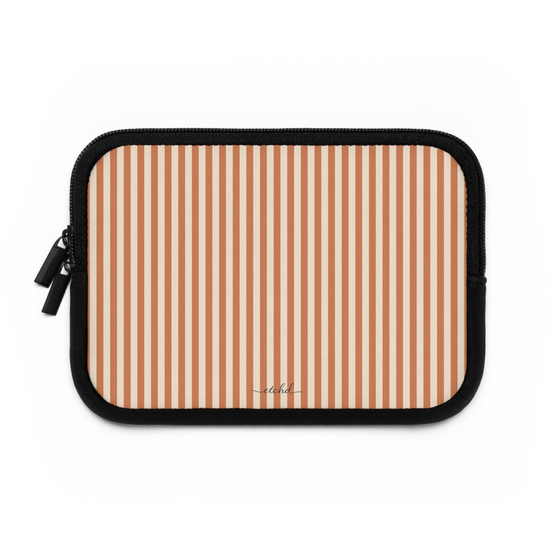 Terracotta & Cream Striped Custodia per laptop di etchd, vista 2