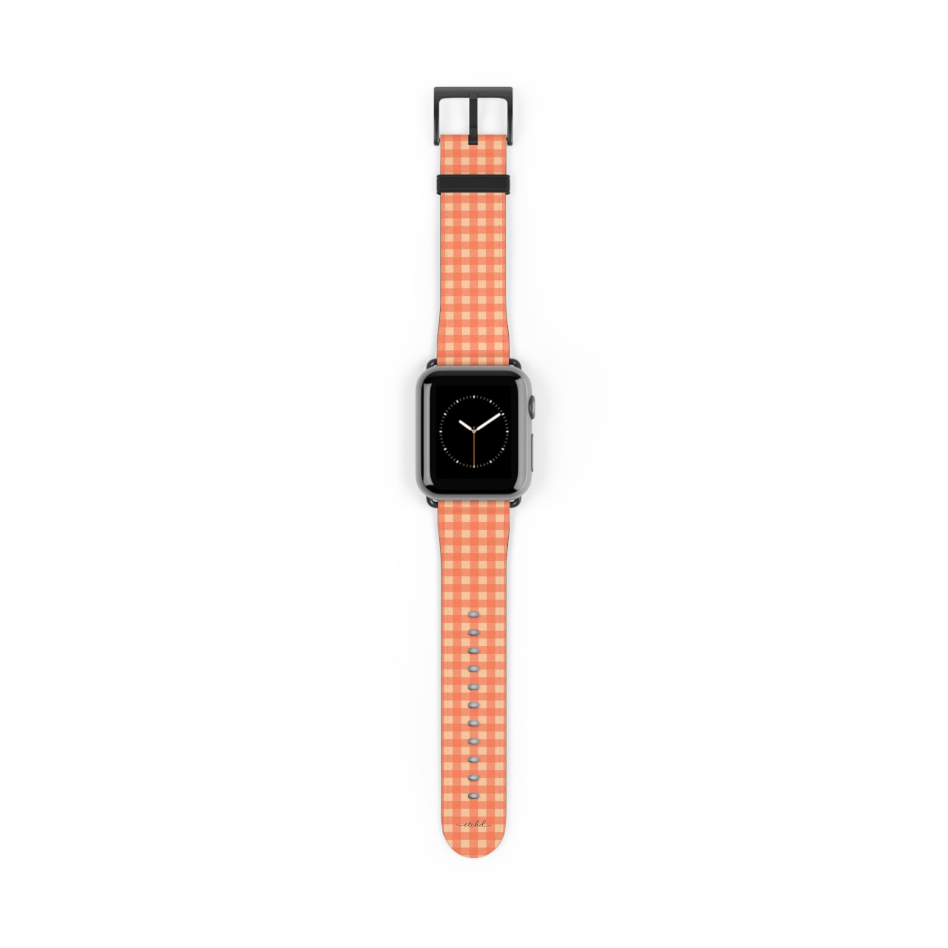 Coral & Peach Gingham Cinturino per smartwatch di etchd