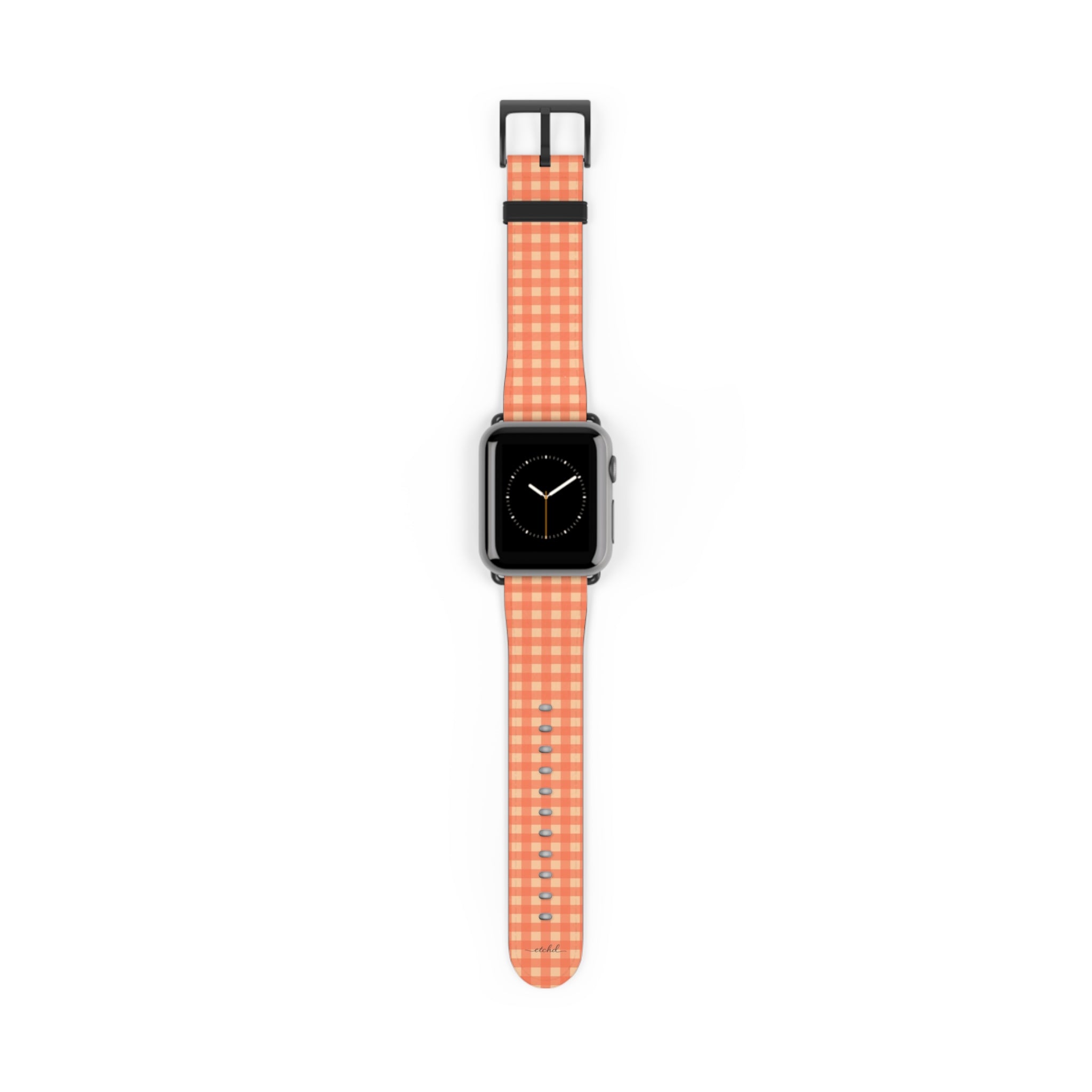Coral & Peach Gingham Smartwatch Strap by etchd