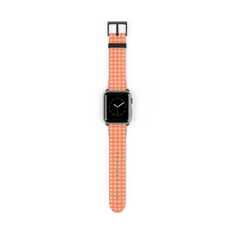 Coral & Peach Gingham Cinturino per smartwatch di etchd